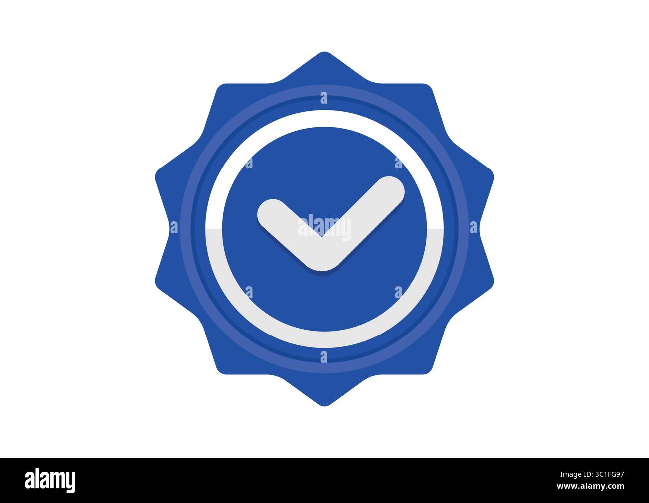Blaues, verifiziertes Badge-Symbol mit Häkchen – Vektor für zertifizierte Genehmigung Stock Vektor