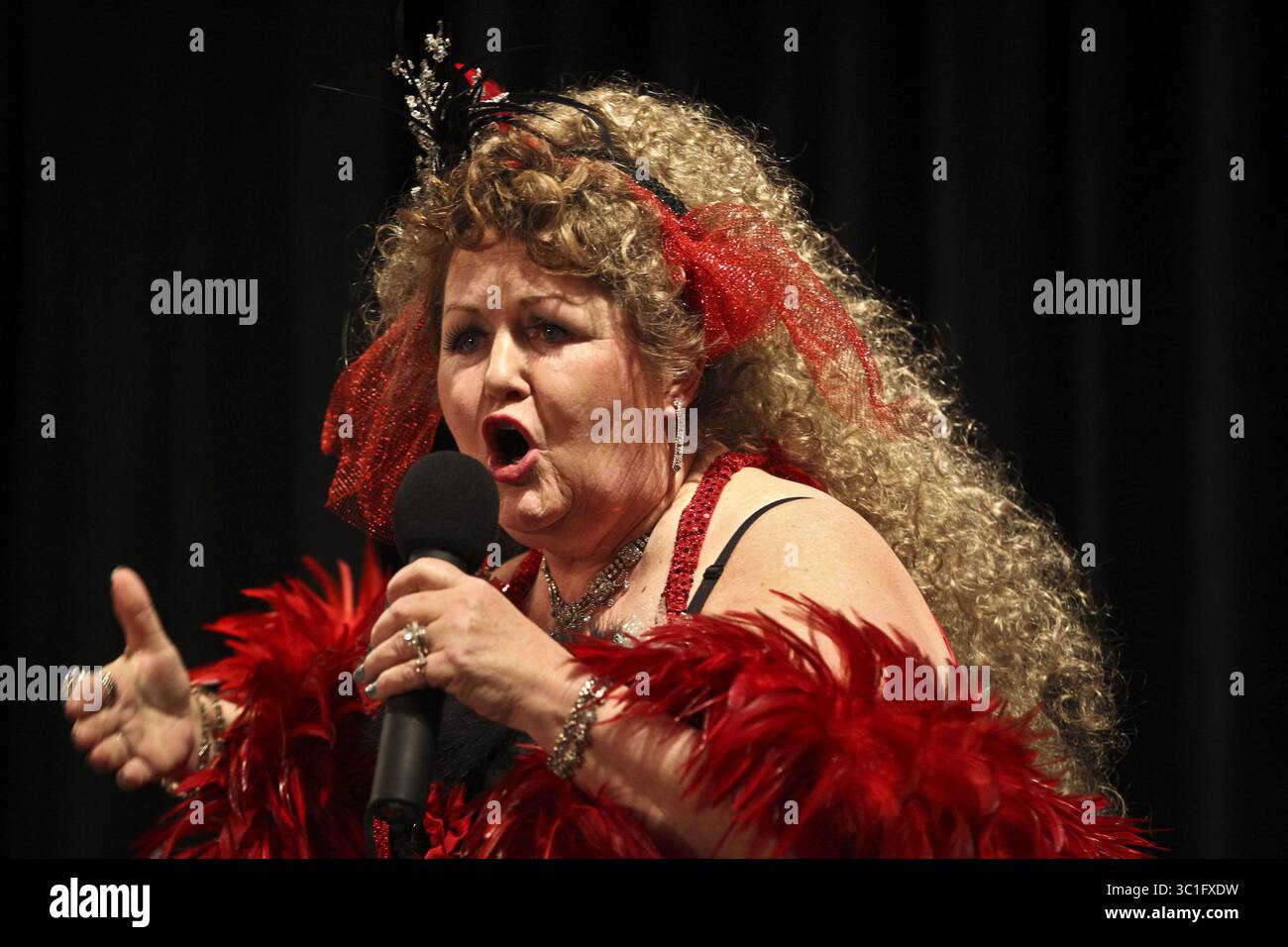 9. Januar 2013 - Oakdale, MN, USA - Lynn Lane-Jensen sprach am Mittwoch, 9. Januar 2013, im Prom Center in Oakdale, Minn., als 2013 Klondike Kate auf der Bühne vor (Credit Image: Renee Jones Schneider/Minneapolis Star Tribune/TNS via ZUMA Wire) Stockfoto