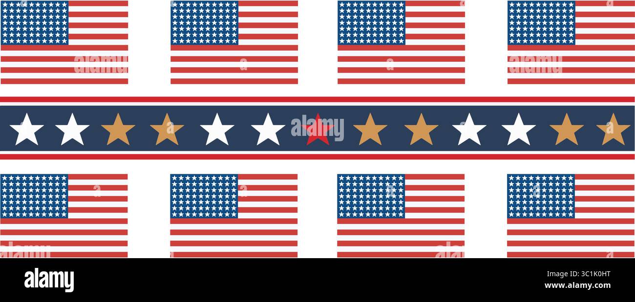 Patriotische USA-Flagge und Sternenbanner Stock Vektor
