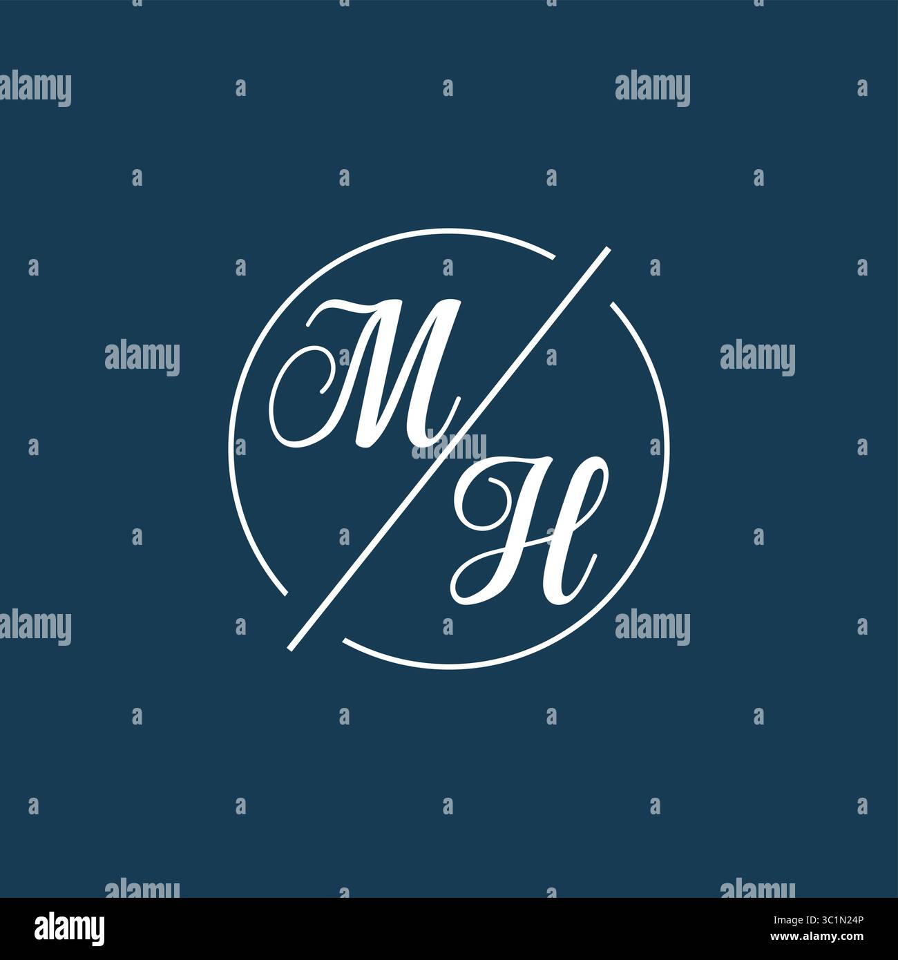 Initial Letter MH Logo Monogramm mit kreisförmiger Linie Stil Vektor Grafik Vektor Grafik Stock Vektor