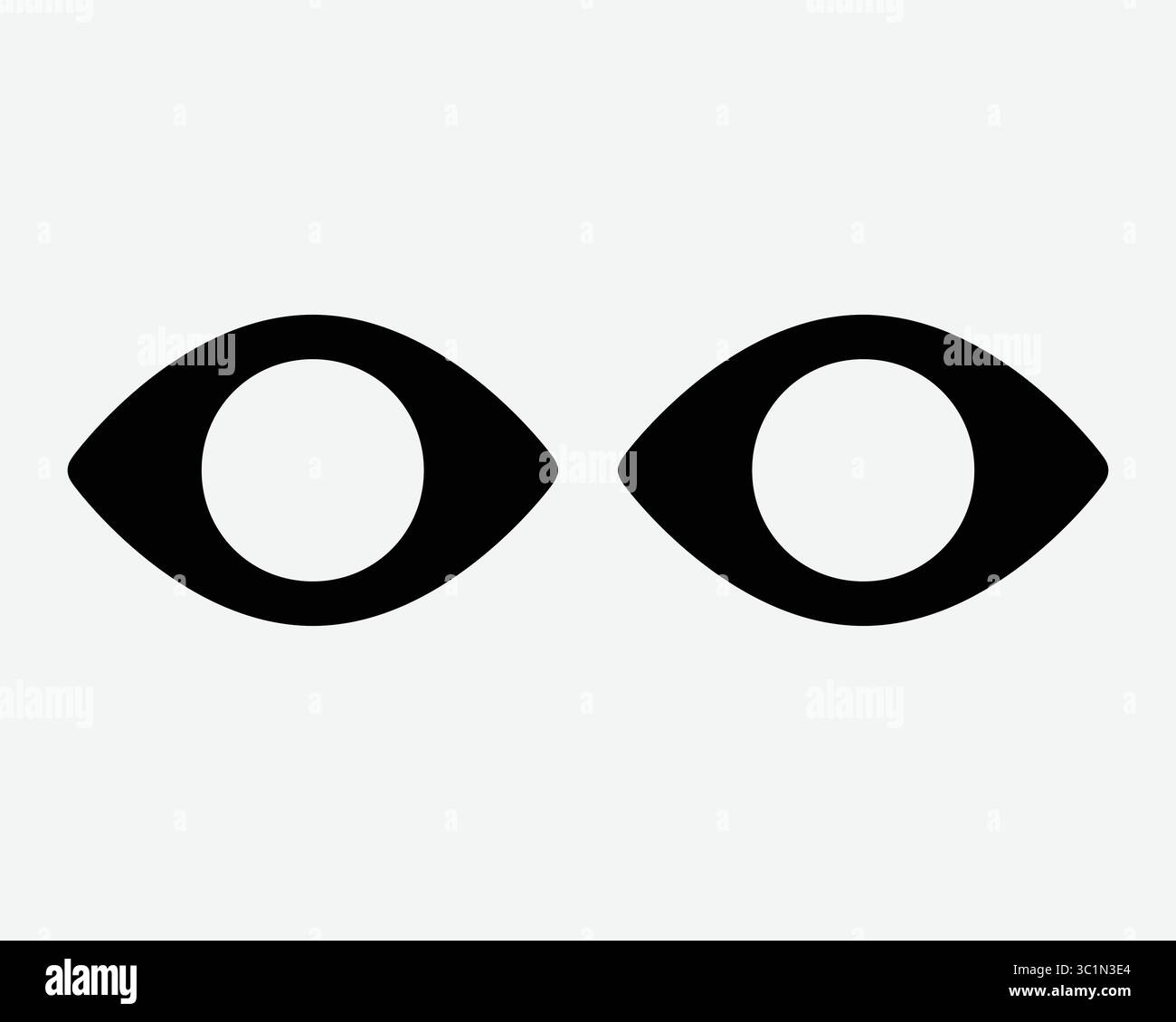 Zwei-Augen-Paar-Set Augen-Vision-Blick-Blick-Blick-Blick-Sehen-Beobachtung-Fokusform Doppelsymbol-Symbol-Symbol-Symbol-Schwarz-Weiß-Illustration-Grafik Stock Vektor
