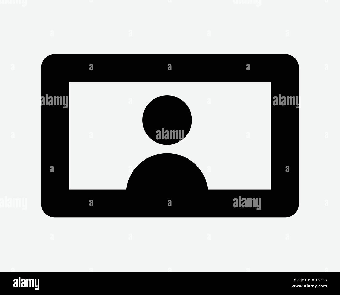 ID-Karte ID Fotodatensatz Lizenz Sicherheitsprofil Mann Person Unternehmen Mitarbeiter Abzeichen Benutzer Pass-Symbol Schild Symbol Schwarz weiß Illustration Grafik Stock Vektor
