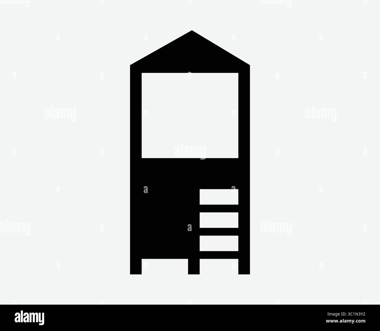 Sicherheitswache Turm Wachturm Rettungsschwimmer Costguard Gefängnis Struktur Form Sicherheitsbeobachtungspfosten Schwarz Weiß Symbol Symbol Vektor Illustration Ar Stock Vektor