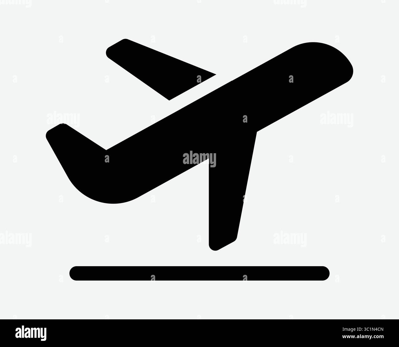 Flugzeug Start Abflug Flughafen Areoplane Flugzeug Reise Jet Luftfahrt Flugzeug Schwarz Weiß Symbol Symbol Symbol Vektor Illustration Kunstwerk Stock Vektor