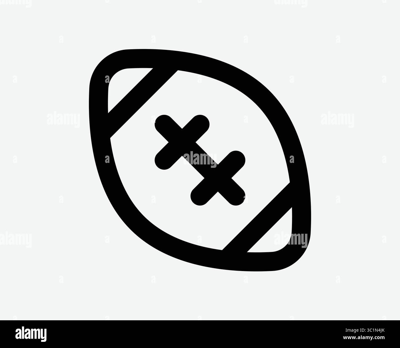 American Football Foot Ball USA Sport Game Competition Athlet Hobby Line Outline Shape Play Leder Schwarz weiß Vektor Symbol Grafik Artwo Stock Vektor