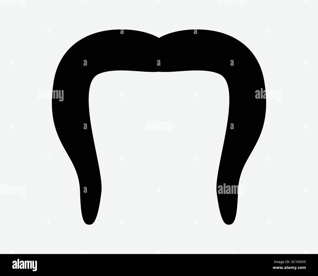 Langes Haar Männer Männliche Form Weibliche Frauen Frau Mädchen Mann Umrisslinie Schnurrbart Schnurrbart Symbol Zeichen Symbol Schwarz Weiß Illustration Grafik Stock Vektor