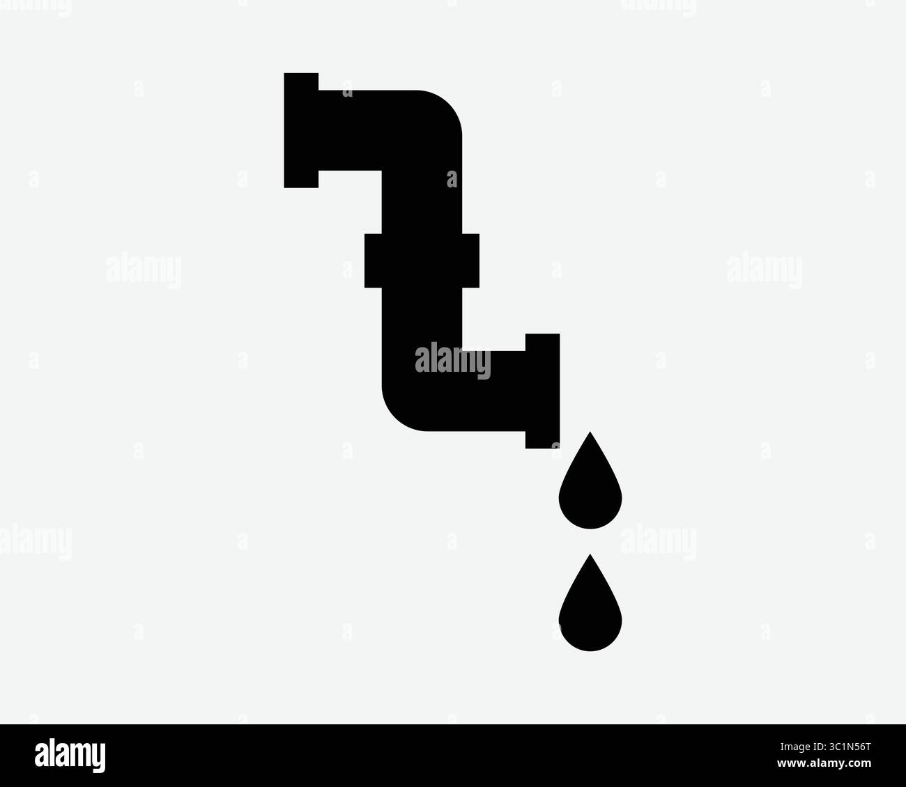Rohrabfluss Kanalentwässerung Rohrleitung Rohrleckage Rohrleitung Wasserhahn Badezimmer Undichte Rohrleitungen Schwarz Weiß Symbol Symbol Vektor Illustration Kunstwerk Stock Vektor