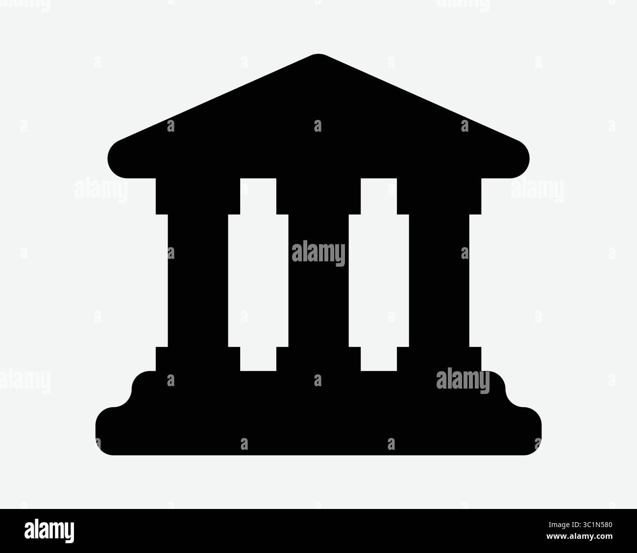 Klassisches Altes Regierungsgebäude Bank Universität College Gerichtsgebäude Struktur Säule Säule Säule Schwarz Weiß Symbol Symbol Vektor Illustration Kunstwerk Stock Vektor