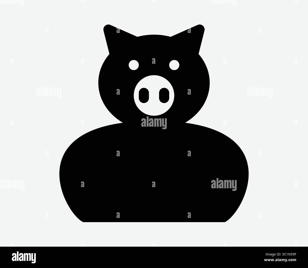 Schwein Menschlicher Mann Männliche Person Tiercharakter Persönlichkeit Gierige Gier Glutton Korruption Schwarz Weiß Icon Zeichen Symbol Vektor Illustration Stock Vektor