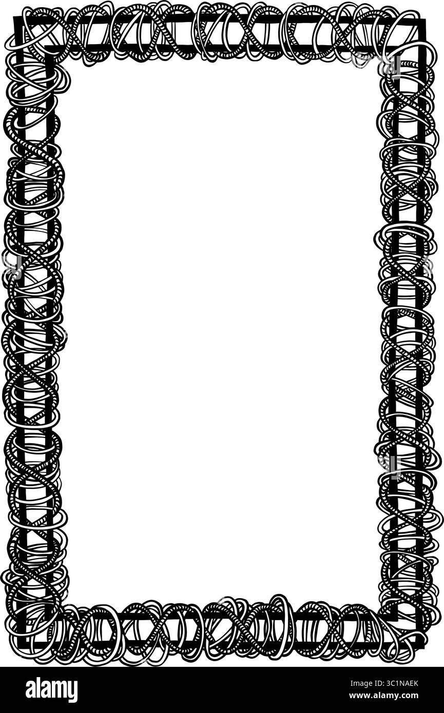 Handgezeichneter Rahmen aus Seilknoten Stock Vektor