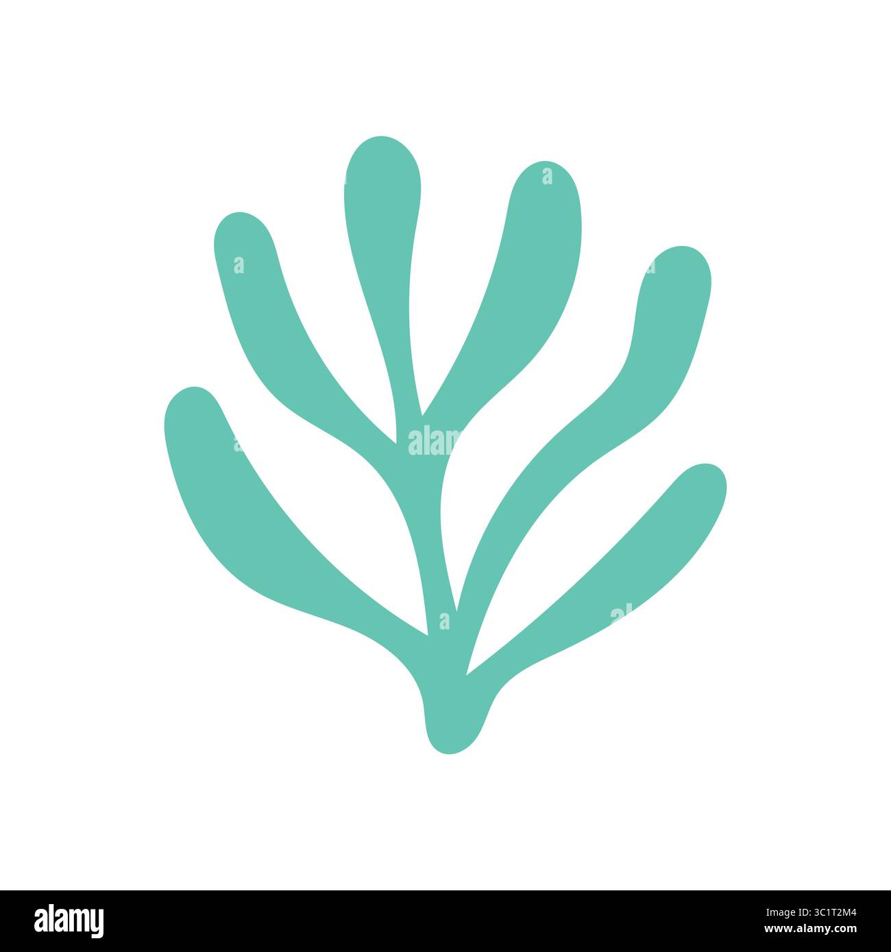 Flache grüne Algen-Silhouette mit glatten botanischen Linien, perfekt für minimalistische Meeresmotive, Muster im Meeresstil und von der Natur inspirierte Vektorkunst Stock Vektor