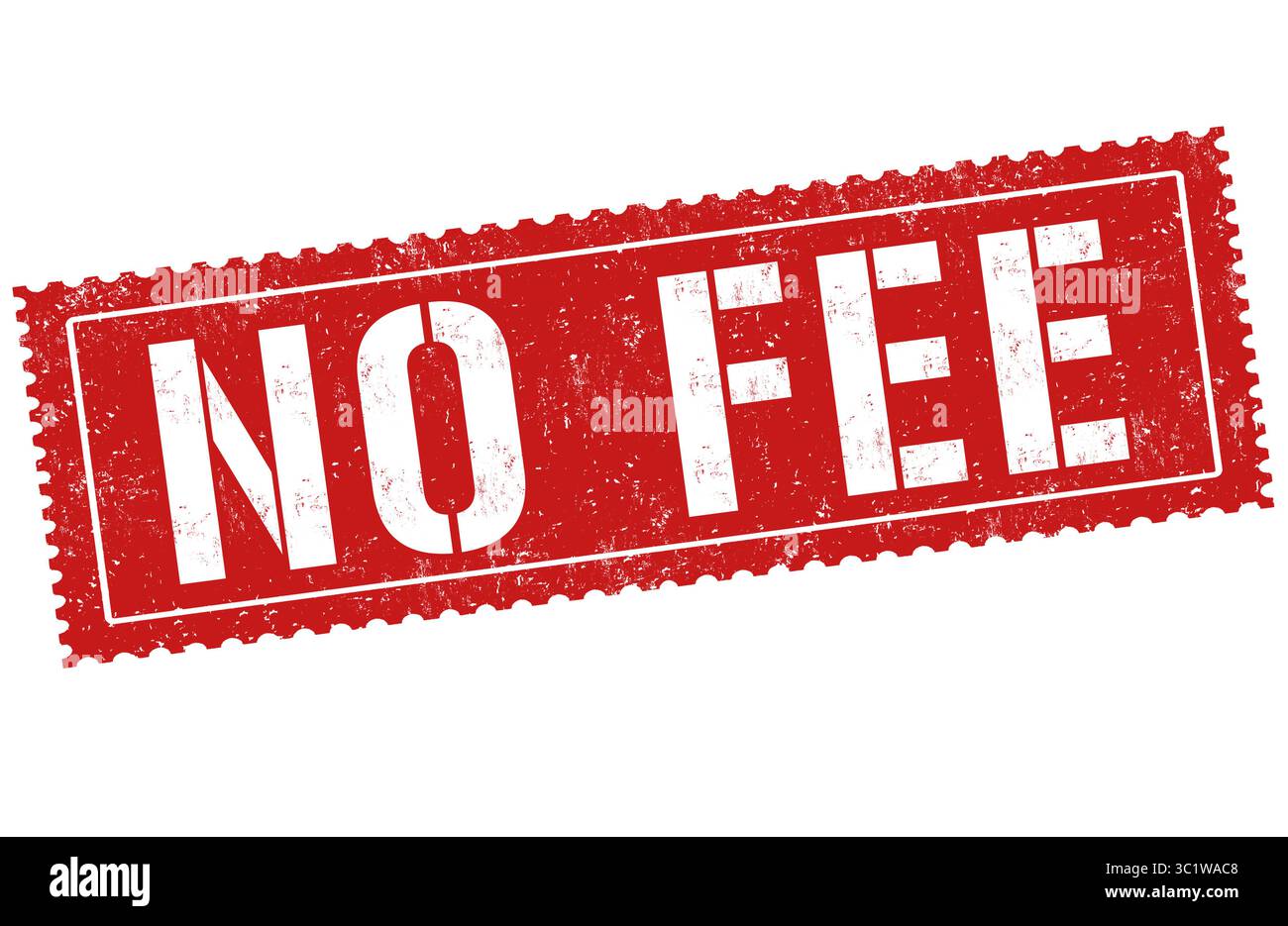 Keine Gebühr Grunge Gummistempel auf weißem Hintergrund, Vektor-Illustration Stockfoto
