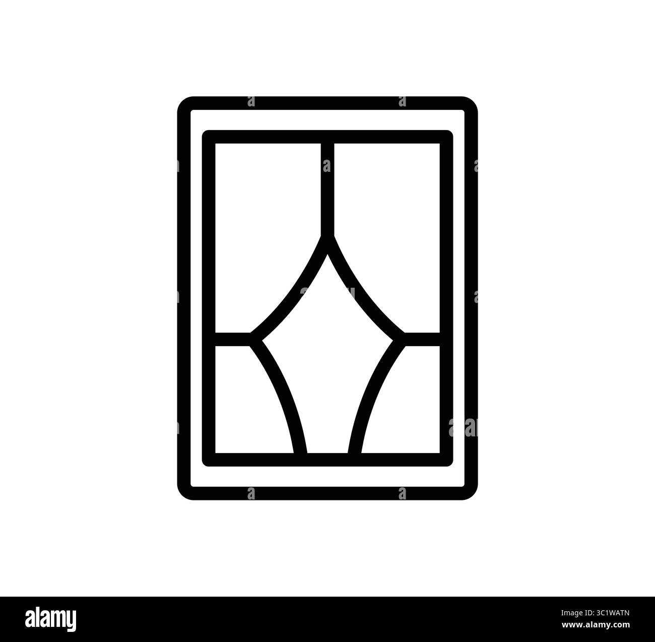 Diese minimalistische Illustration zeigt ein dekoratives Fensterdesign mit eleganten Linien. Ideal für Architektur-, Innenarchitektur- und Kunstprojekte Stock Vektor