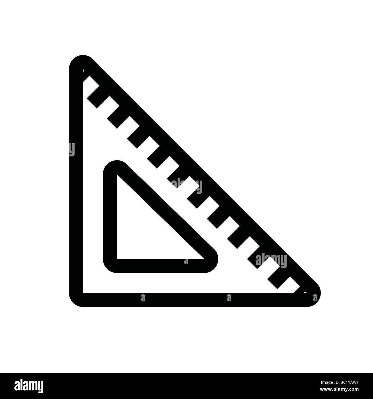 Setzen Sie das quadratische schwarze Symbol, das Werkzeug Lineal messen. Handgezeichnetes Bürosymbol Stock Vektor