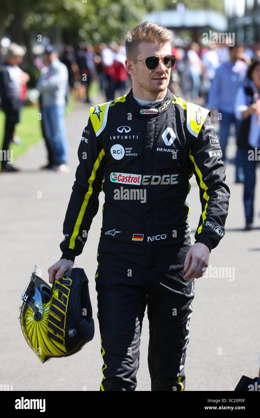 14. März 2019 – MELBOURNE, AUSTRALIEN – 14. MÄRZ: Nico HÃ¼lkenberg vom Renault Sport F1-Team. Spaziergänge für sein jährliches Fahrerporträt am 1. Tag des Formel-1-Grand Prix von Australien 2019 (Foto: © Chris Putnam/ZUMA Wire) Stockfoto