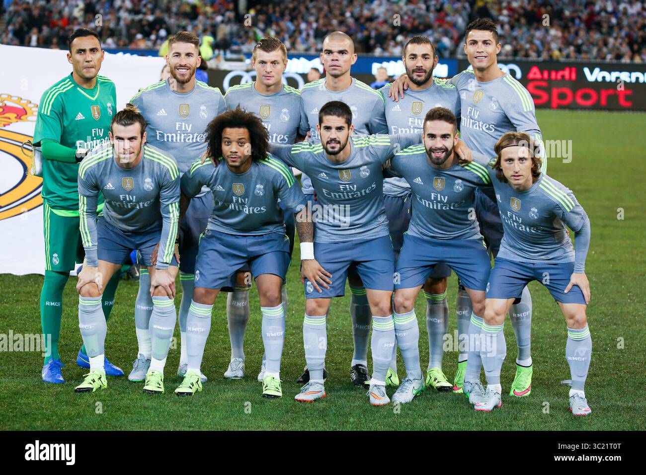 24. Juli 2015 – MELBOURNE, AUSTRALIEN – 24. JULI: Teamfoto von Real Madrid, bevor Manchester City in Match 3 des Internationalen Champions-Cup 2015 gegen Real Madrid spielt (Foto: © Chris Putnam/ZUMA Wire) Stockfoto