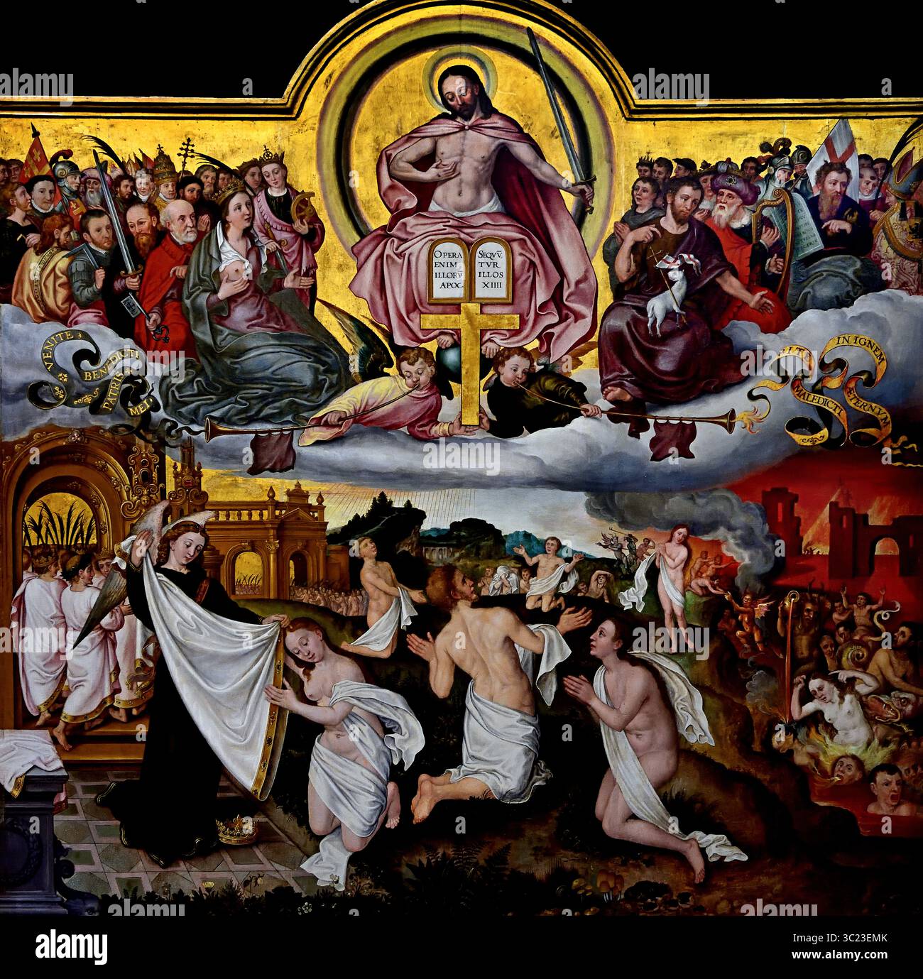 Letztes Gericht 1525 16. Jahrhundert von Jan Provoost 1470-1529 Groeningemuseum, Stadtmuseum, Brügge, Belgien, die Bibel bezieht sich auf den Tag des Gerichts als die Zeit, an der wir alle von Christus für unser Verhalten auf Erden verurteilt werden. Entdecken Sie die Bedeutung und die Zitate aus der Schrift über den Tag des Gerichts, während wir den biblischen Kontext unseres endgültigen Gerichts erkunden.) Stockfoto