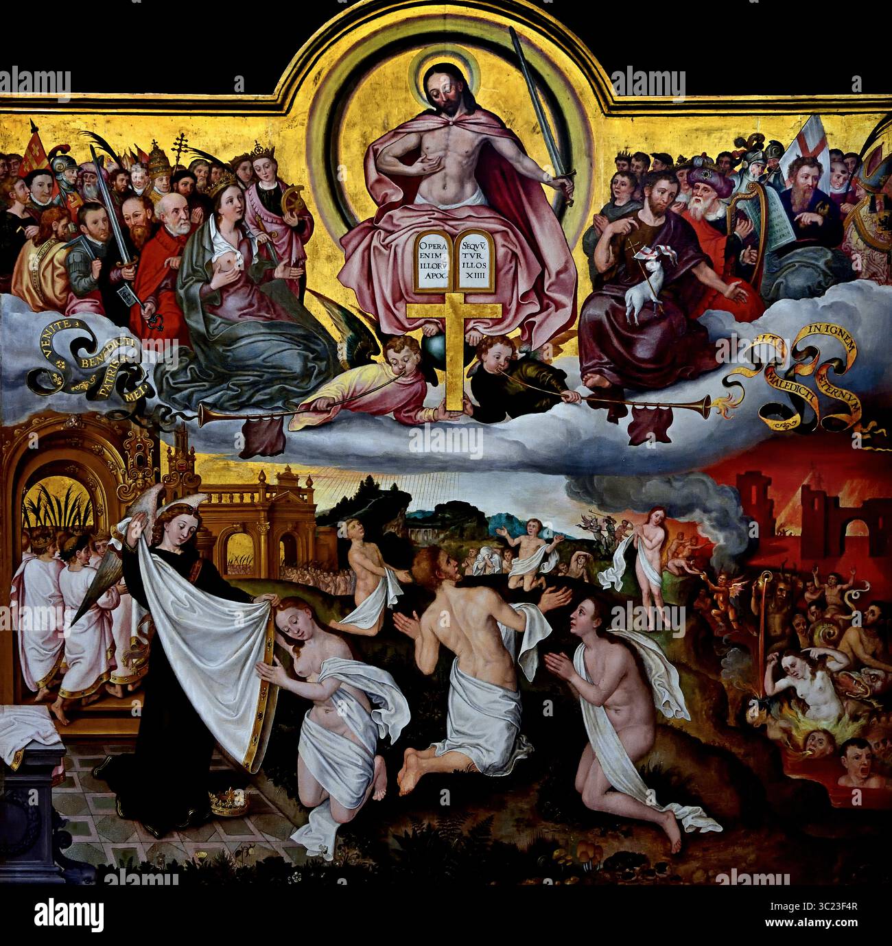 Letztes Gericht 1525 16. Jahrhundert von Jan Provoost 1470-1529 Groeningemuseum, Stadtmuseum, Brügge, Belgien, die Bibel bezieht sich auf den Tag des Gerichts als die Zeit, an der wir alle von Christus für unser Verhalten auf Erden verurteilt werden. Entdecken Sie die Bedeutung und die Zitate aus der Schrift über den Tag des Gerichts, während wir den biblischen Kontext unseres endgültigen Gerichts erkunden.) Stockfoto