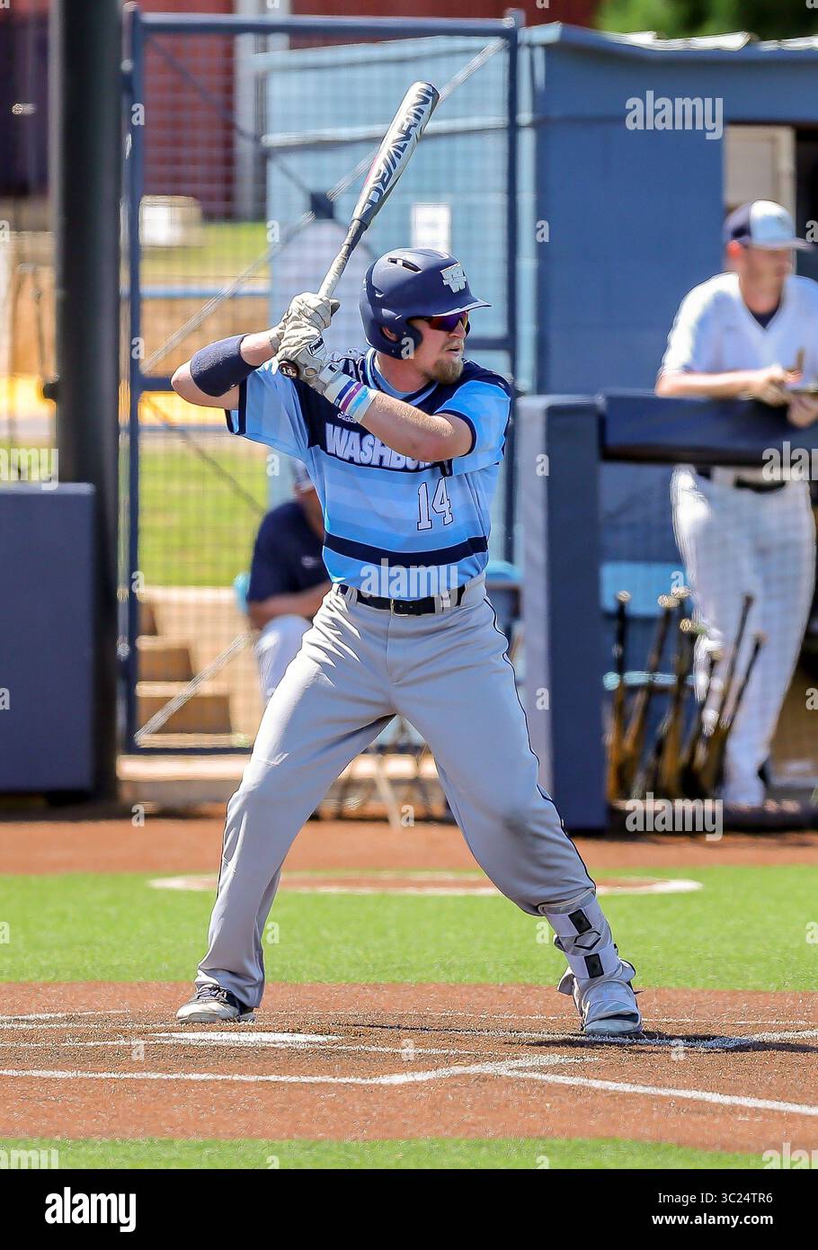 27. April 2019: Steven Jacobson (14) an der Washburn University bei einem Baseballspiel zwischen den Washburn Ichabods und den Central Oklahoma Bronchos im Wendell Simmons Field in Edmond, OK. Graues Siegel/CSM(Credit Image: &Copy; graues Siegel/CSM via ZUMA Wire) Stockfoto