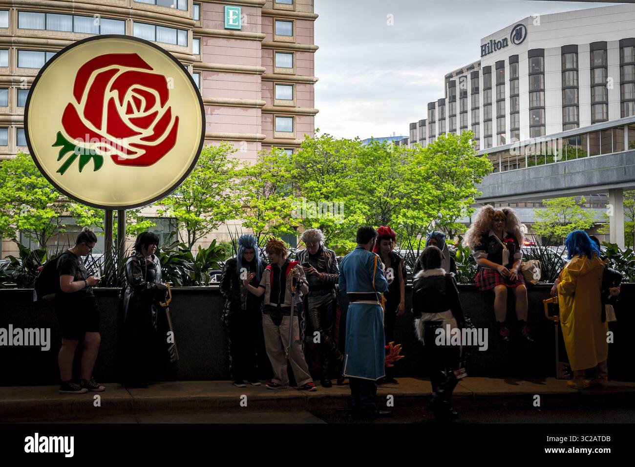 Mai 2019 - Rosemont, Illinois, USA - Cosplayer vernetzen sich und warten auf eine Sitzung mit einem Fotografen (Foto: © Chris Riha/ZUMA Wire) Stockfoto