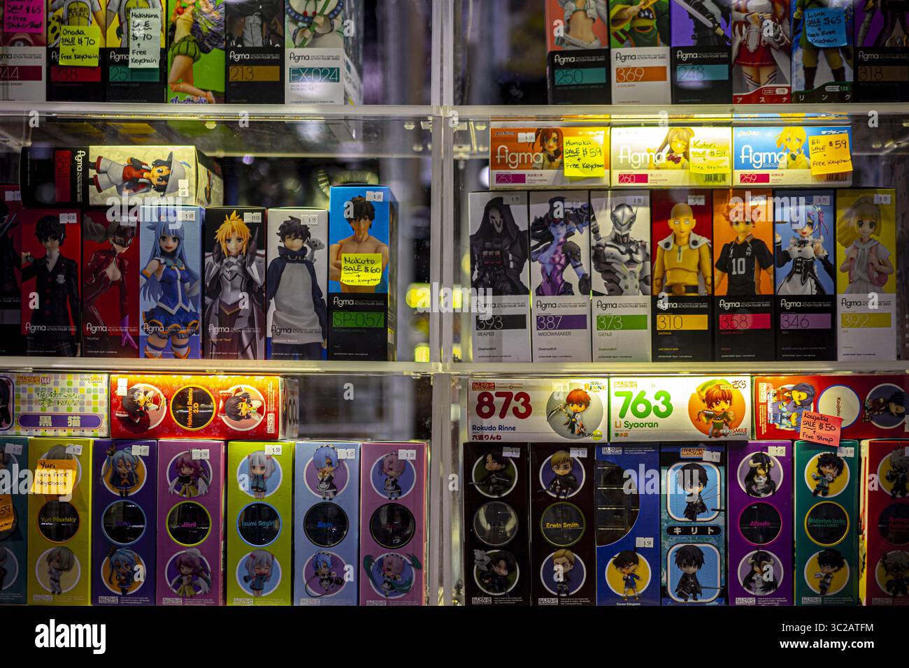 19. Mai 2019 - Rosemont, Illinois, USA - Eine Sammlung seltener und teurer importierter japanischer Figma-Figuren. (Bild: © Chris Riha/ZUMA Wire) Stockfoto