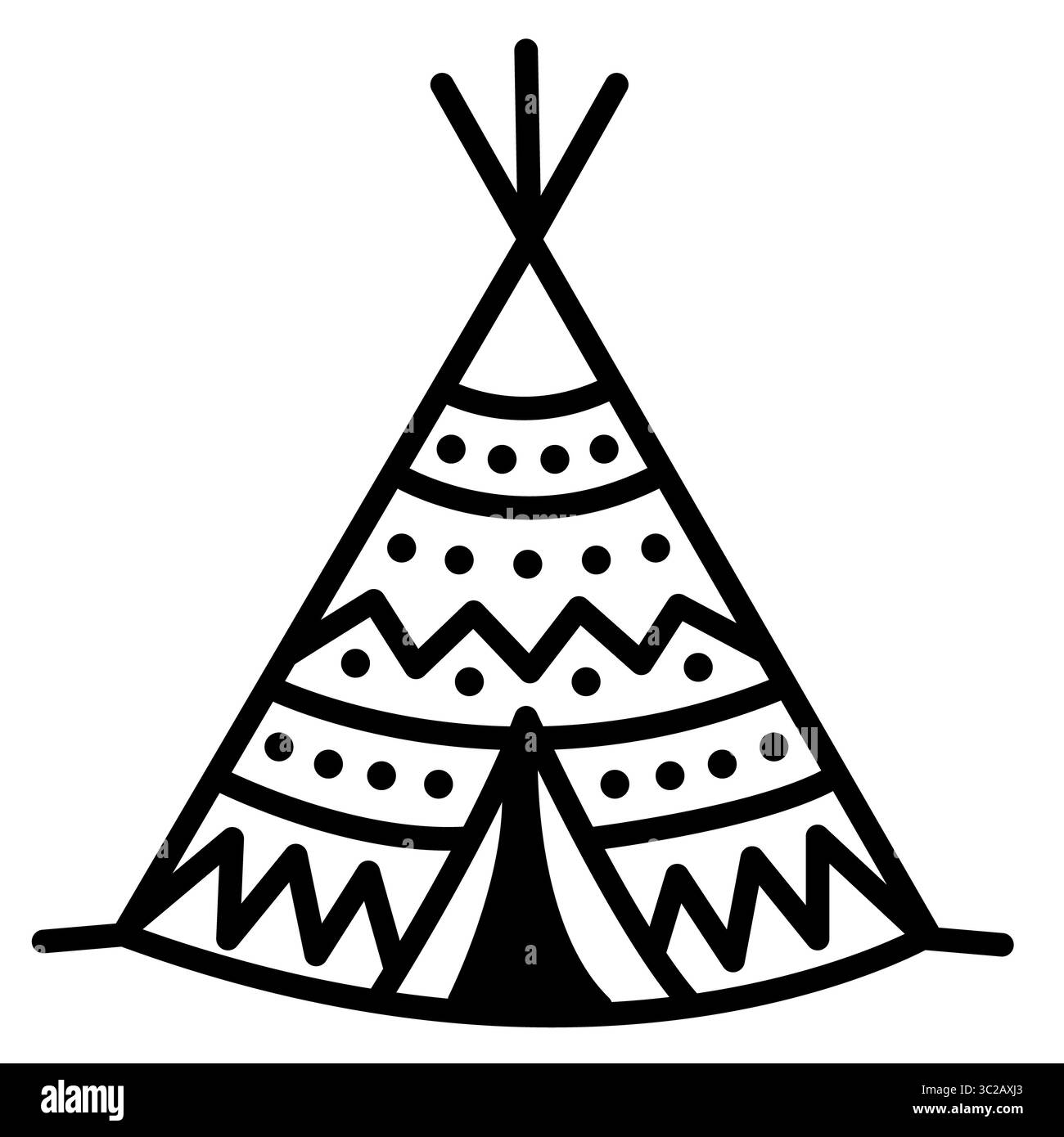 Indisches Tipi-Symbol. Tribal Tipis Vektorzeichen. Tipi-Symbol. Flacher STYLE. Stockfoto