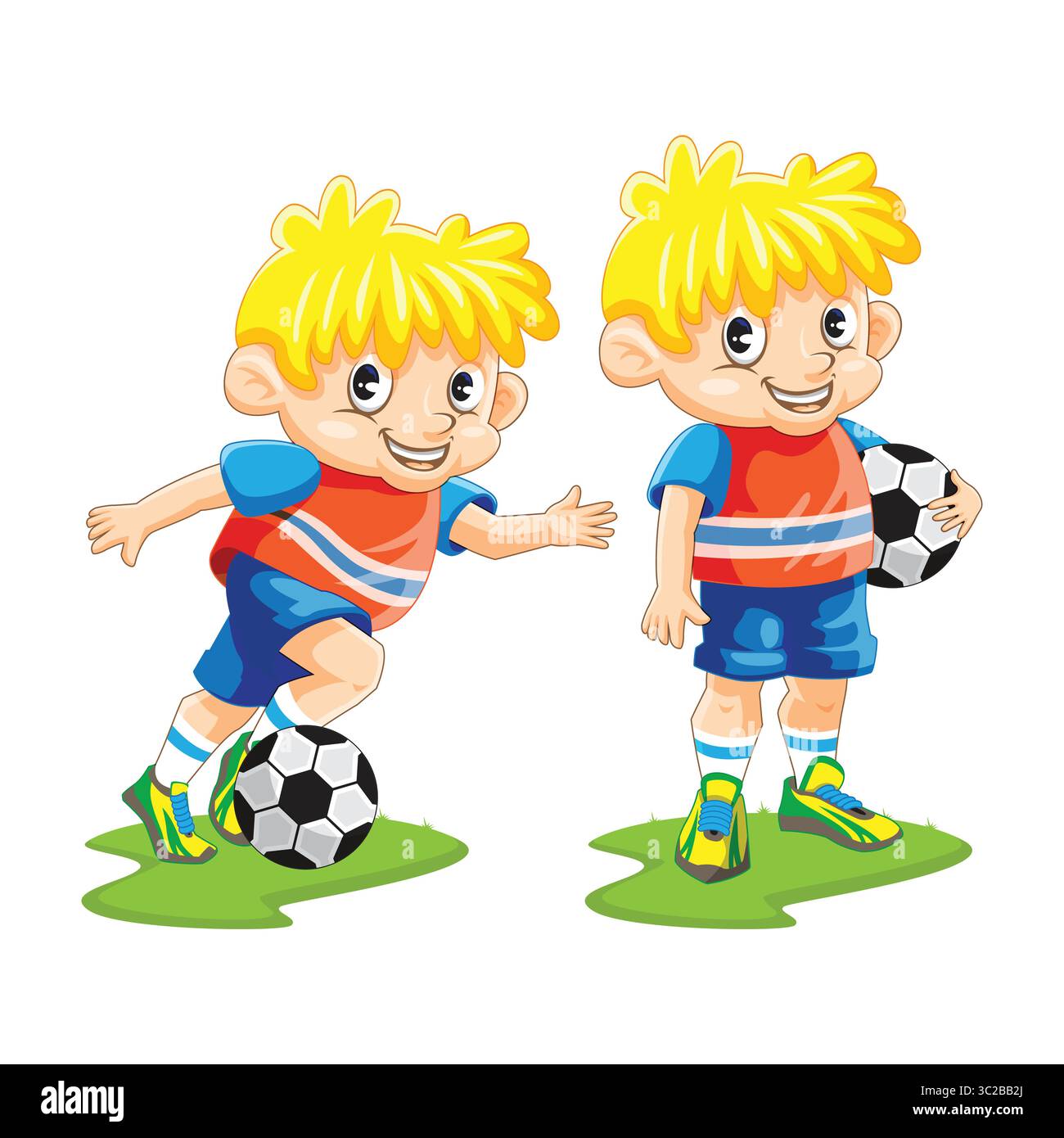 Fußball Kinder Design Vektor. Fußball Kinder Pack Vektor. Stock Vektor