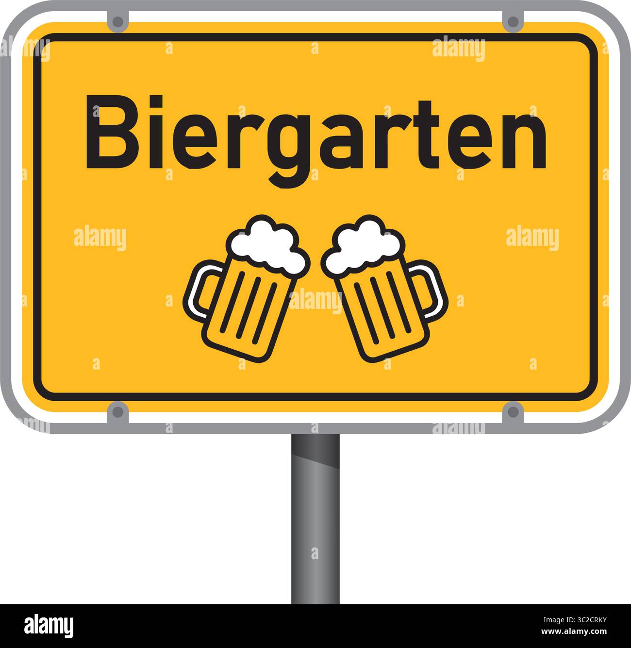 Gelbes Ortszeichen mit deutschem Text Biergarten isolierte Vektorillustration Stock Vektor