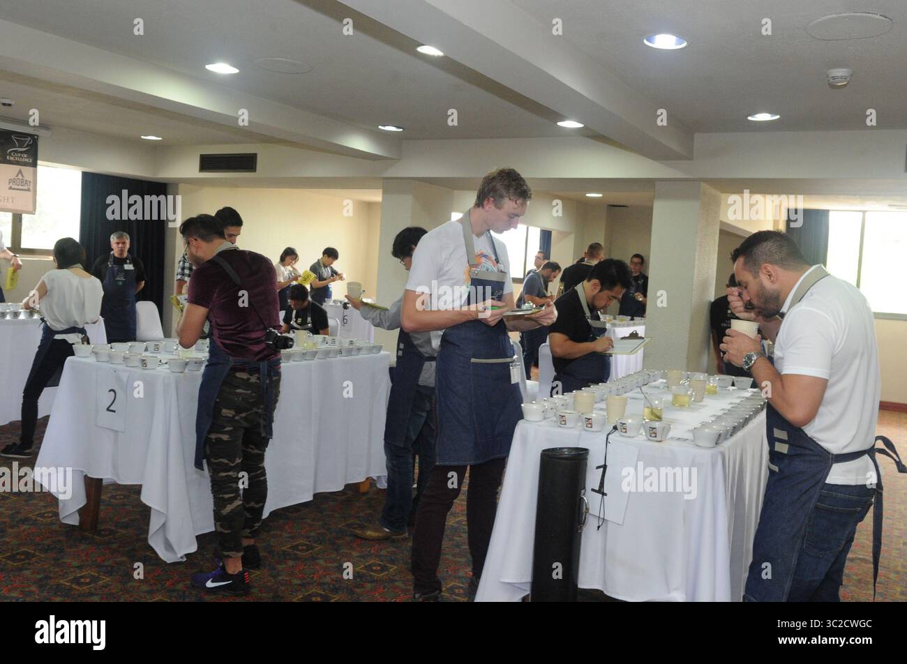 30. Mai 2019 - 30519 Hoy en el Hotel San Jose Palacio se desarrollo la Taza de la Excelencia, donde un buen numero de jueces de varias nacionalidades realizan el dia de 3 catas para seleccionar el mejor cafÃÂ. EN la foto;.Foto de Jorge Castillo (Foto: © La Nacion Via ZUMA Press) Stockfoto