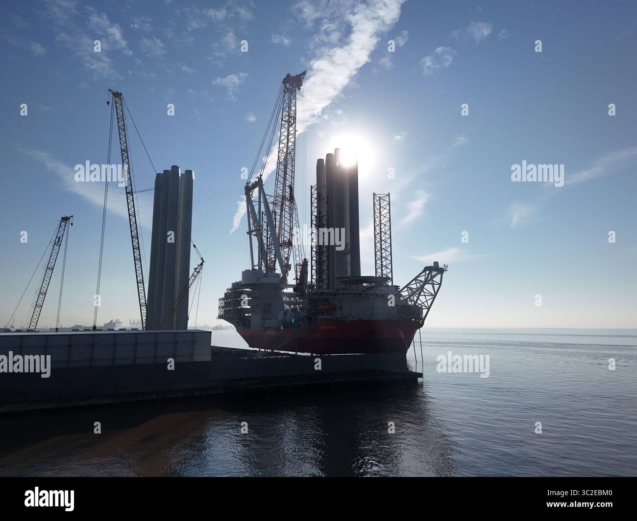 Luftaufnahme des Siemens Gamesa Renewable Energy Factory, Offshore-Windenergiewerk, Kingston upon Hull Stockfoto