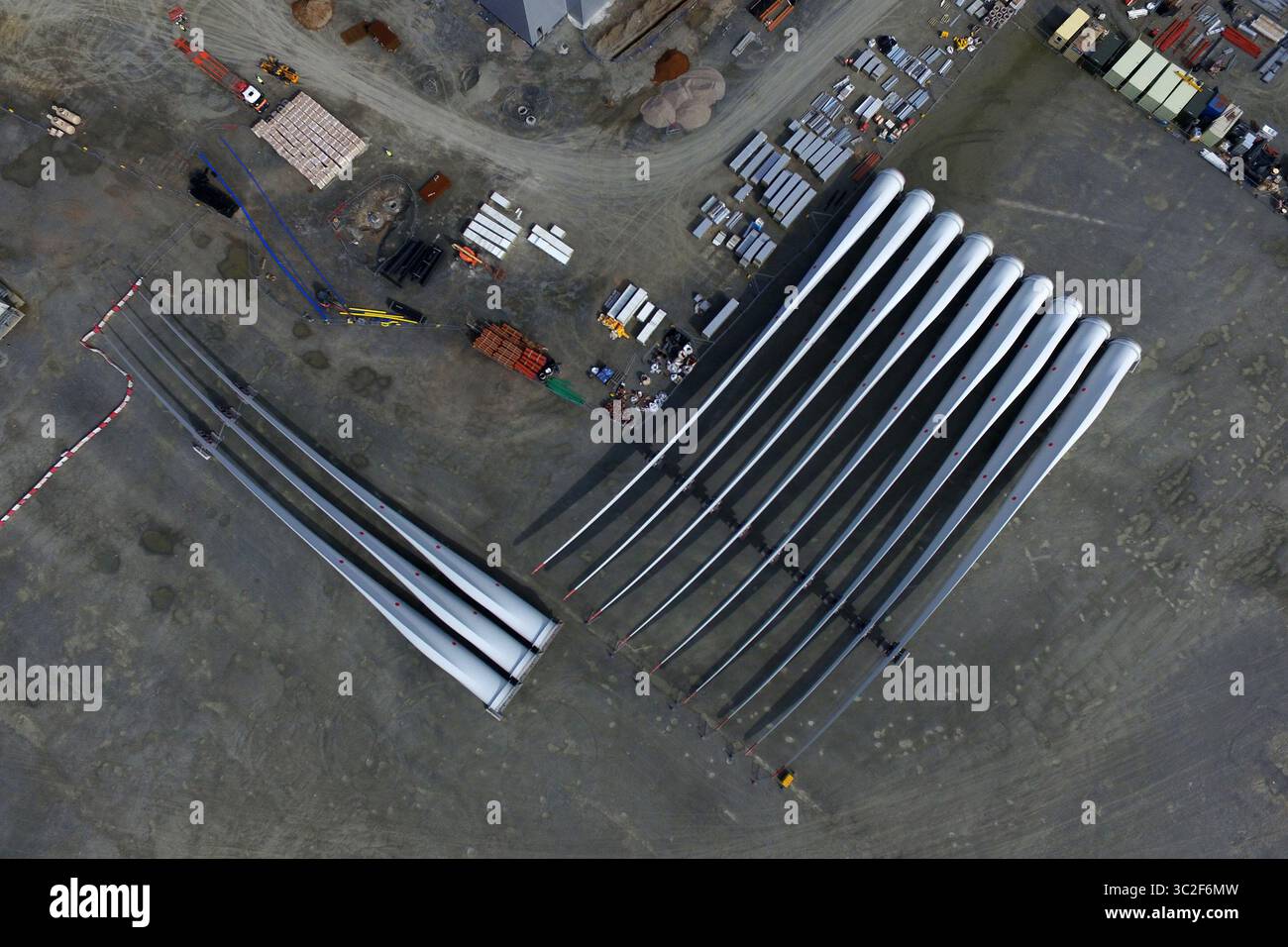 Luftaufnahme des Siemens Gamesa Renewable Energy Factory, Offshore-Windenergiewerk, Kingston upon Hull Stockfoto