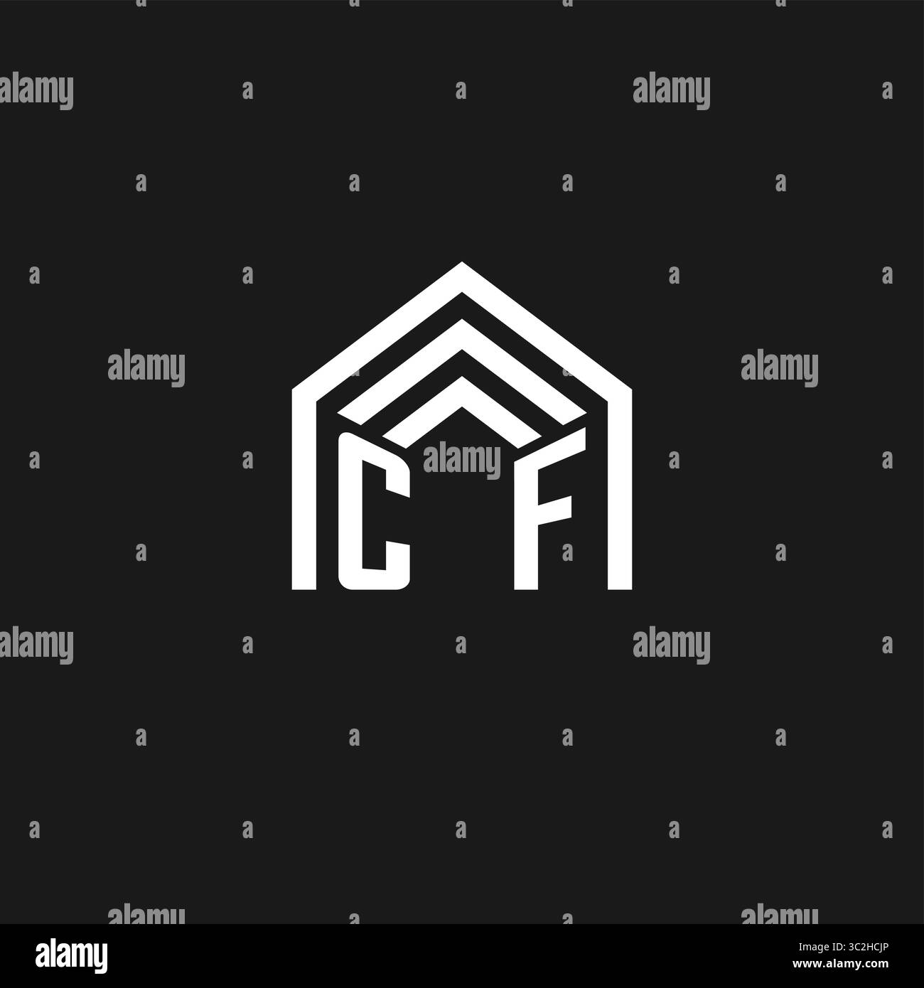 Buchstabe CF Haus Dachform Logo kreative Immobilien Monogramm Logo Stil Vektorgrafik Stock Vektor