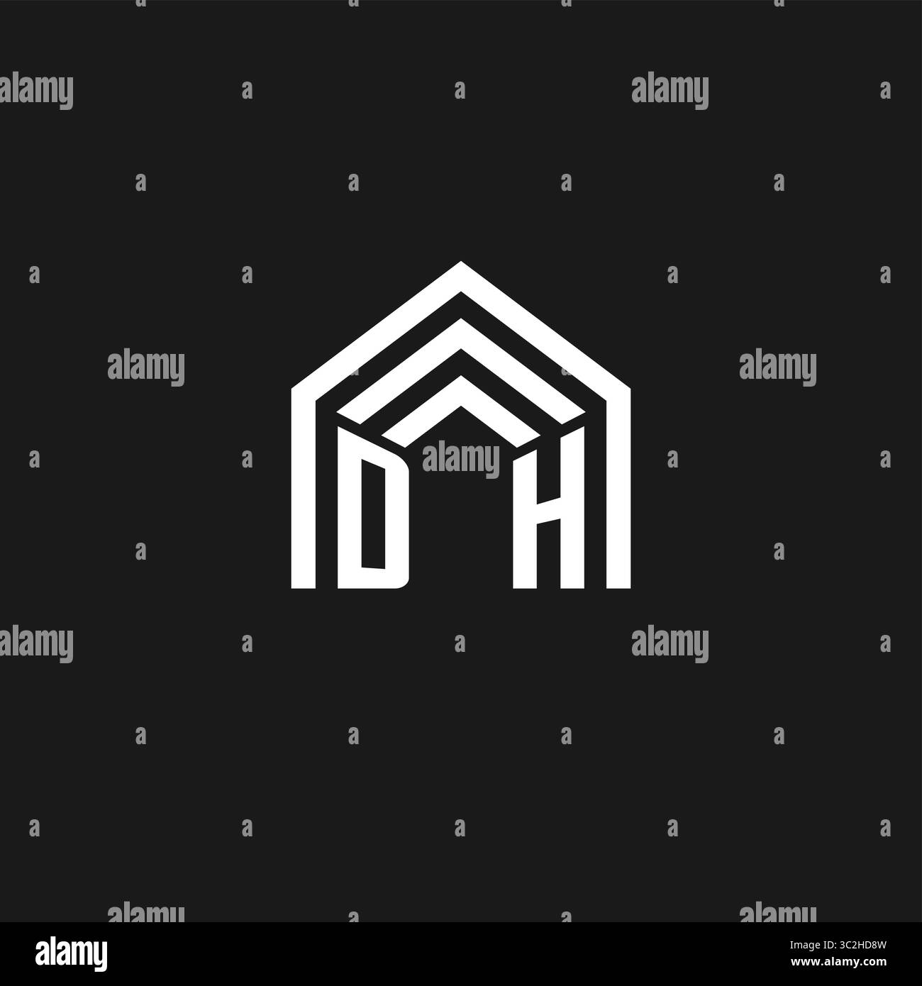 Buchstabe DH Haus Dachform Logo kreative Immobilien Monogramm Logo Stil Vektor Grafik Stock Vektor
