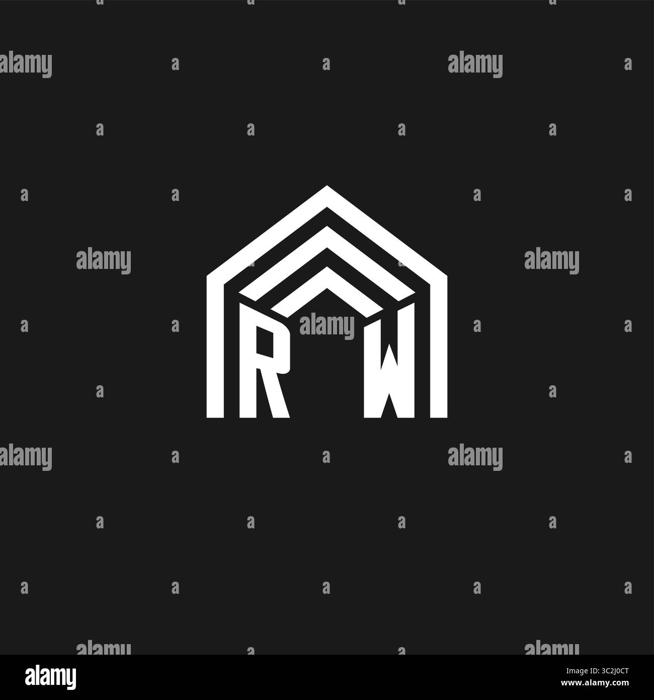 Letter RW Haus Dachform Logo kreative Immobilien Monogramm Logo Stil Vektor Grafik Stock Vektor