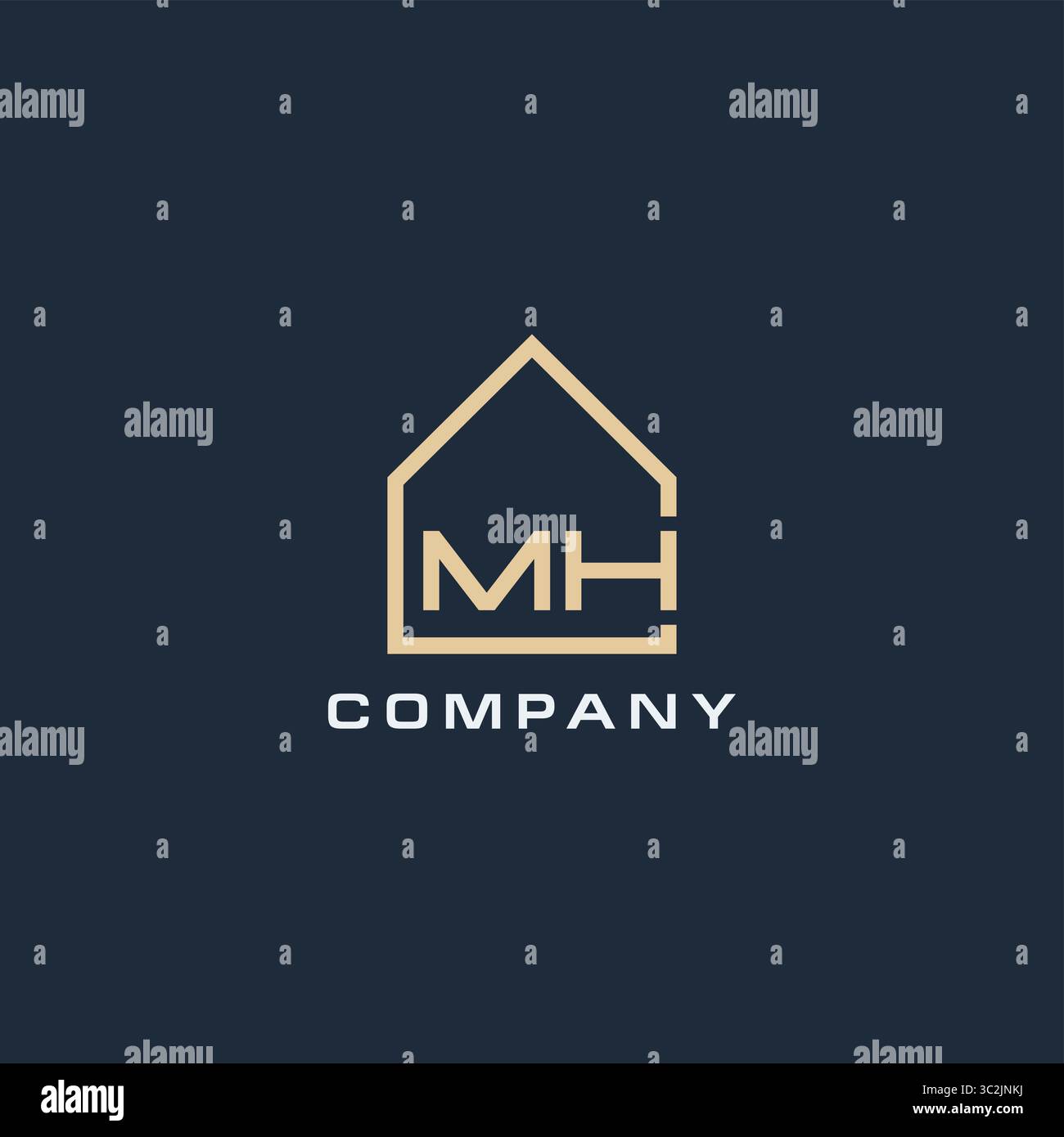 Initial Letter MH Immobilienlogo mit einfachen Dach Stil Design Ideen Vektor Grafik Vektor Grafik Vektor Grafik Stock Vektor