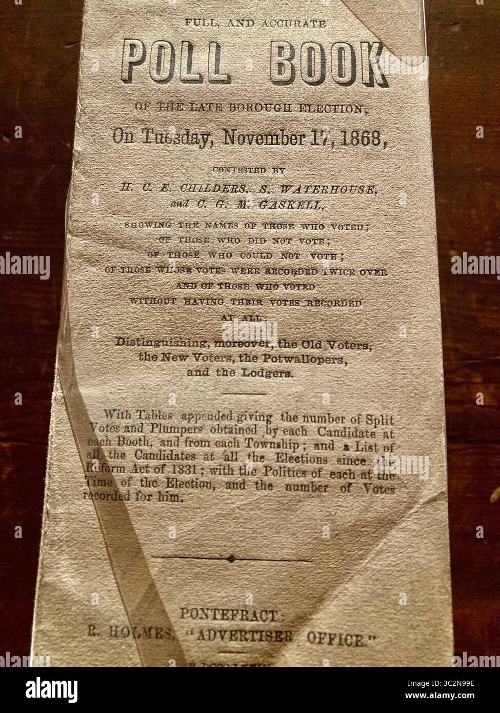 Umfragebuch (17. November 1868), in dem alle Wahlen bei den Parlamentswahlen 1868 und ihre Abstimmungen aufgezeichnet werden Stockfoto