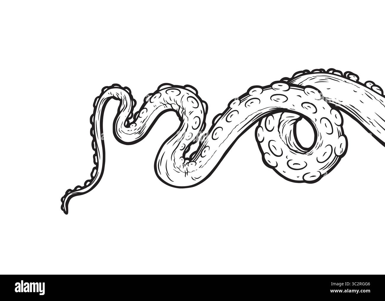 Kraken-Tentakeln, die nach oben ragen, Tintenfische-ähnliche Meerestierkörperteile. Vektorgrafik umreißen. Stock Vektor