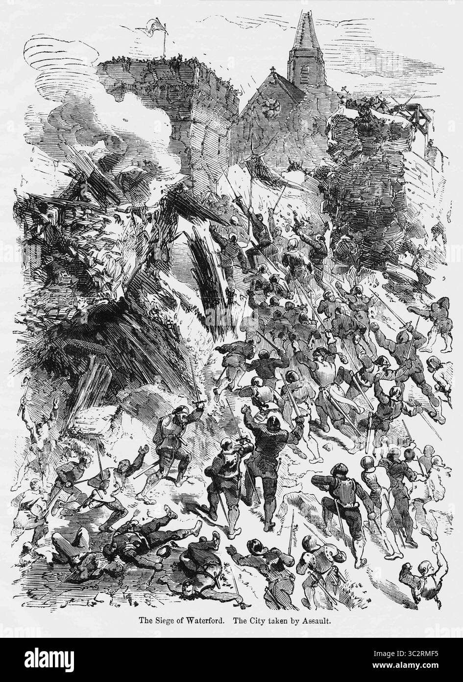 2019, United Kingdom: The Belagerung of Waterford, the City Take by Assault, Illustration aus John Cassell’s Illustrated History of England, Vol. I von der frühesten Zeit bis zur Regierungszeit von Edward dem Vierten, Cassell, Petter und Galpin, 1857 (Credit Image: © JT Vintage/Glasshouse Via ZUMA Wire) Stockfoto