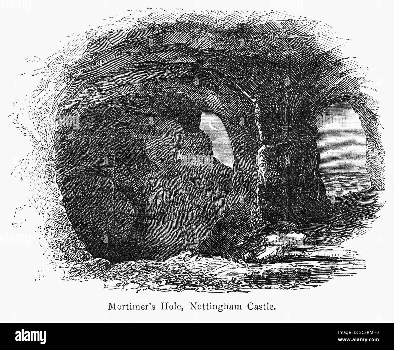 8. Januar 2019, Vereinigtes Königreich: Mortimerâ€™s Hole, Nottingham Castle, The Capture of Roger Mortimer, 1st Earl of March, von Edward III., Illustration aus John Cassell's Illustrated History of England, Vol. I von der frühesten Zeit bis zur Regierungszeit von Edward dem Vierten, Cassell, Petter und Galpin, 1857 (Credit Image: © JT Vintage/Glasshouse Via ZUMA Wire) Stockfoto