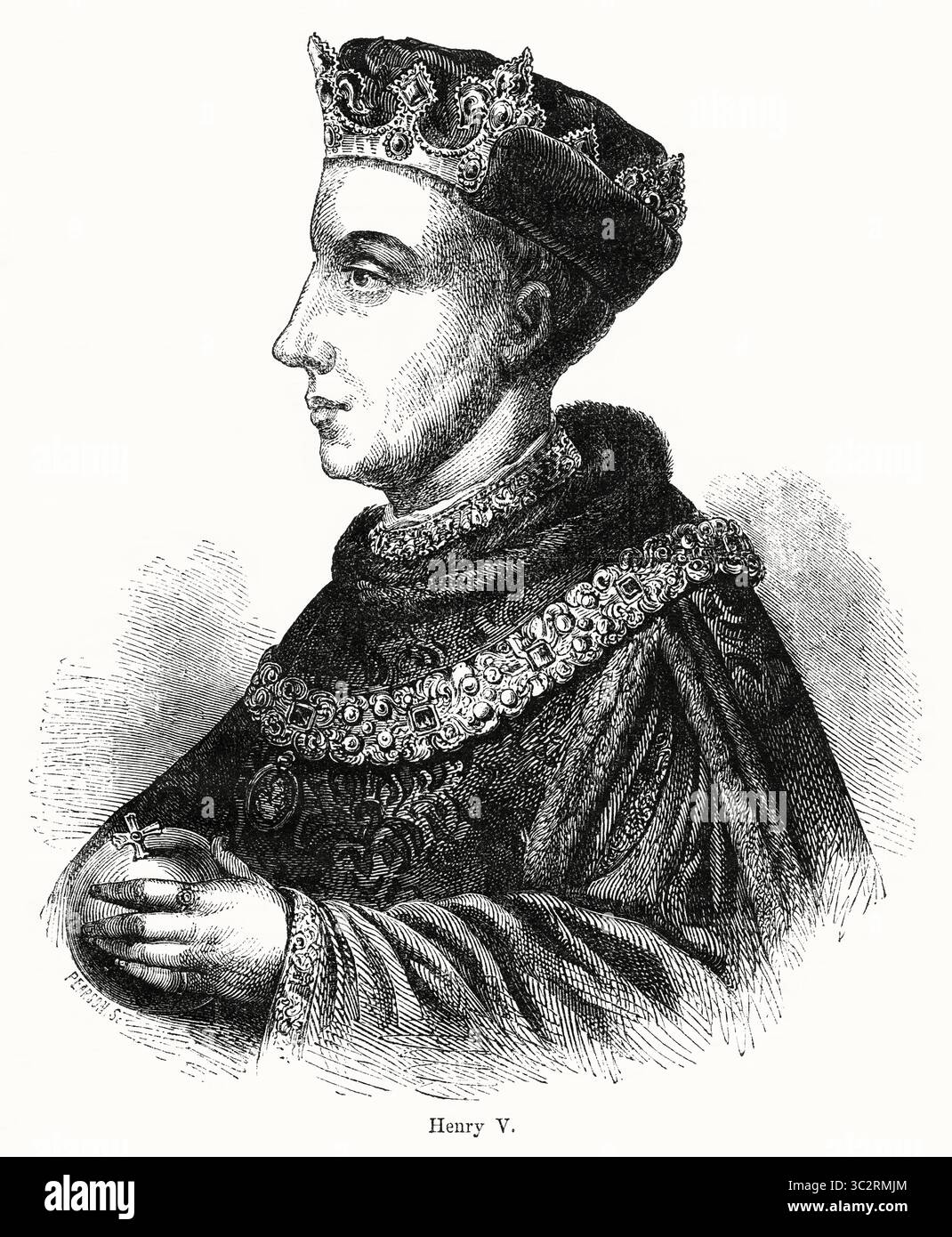 8. Januar 2019, Vereinigtes Königreich: Heinrich V., König von England 1413–22, Illustration aus John Cassell's Illustrated History of England, Vol. I von der frühesten Zeit bis zur Regierungszeit von Edward dem Vierten, Cassell, Petter und Galpin, 1857 (Credit Image: © JT Vintage/Glasshouse Via ZUMA Wire) Stockfoto