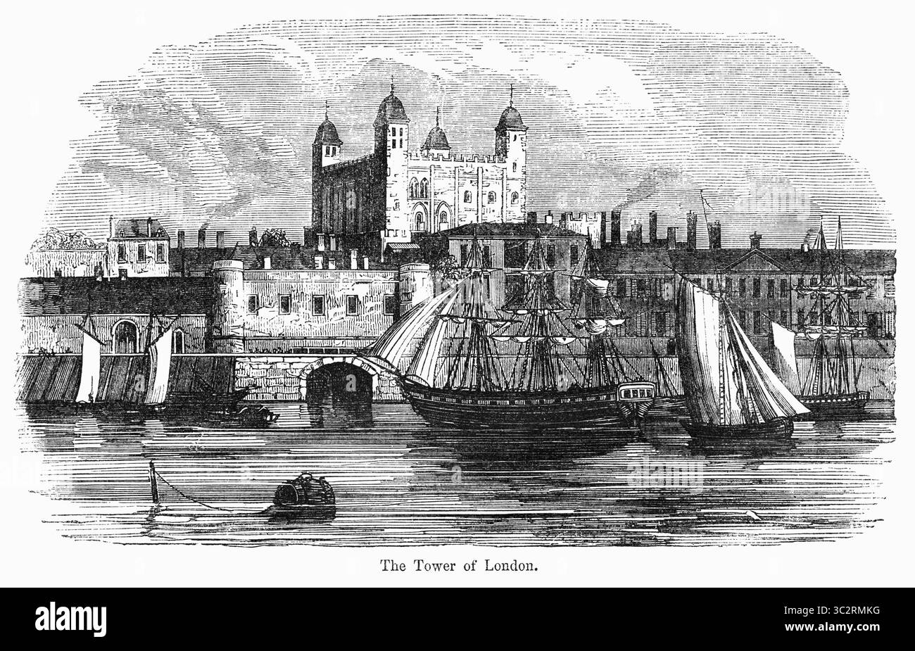 8. Januar 2019, United Kingdom: The Tower of London, Illustration aus John Cassell's Illustrated History of England, Vol. I von der frühesten Zeit bis zur Regierungszeit von Edward dem Vierten, Cassell, Petter und Galpin, 1857 (Credit Image: © JT Vintage/Glasshouse Via ZUMA Wire) Stockfoto