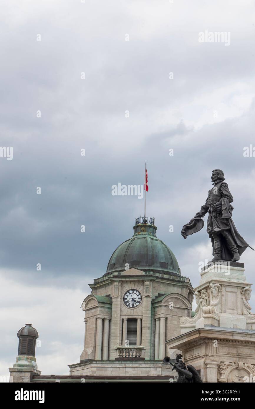 Denkmal für Samuel de Champlain, Old Quebec, Kanada. Stockfoto