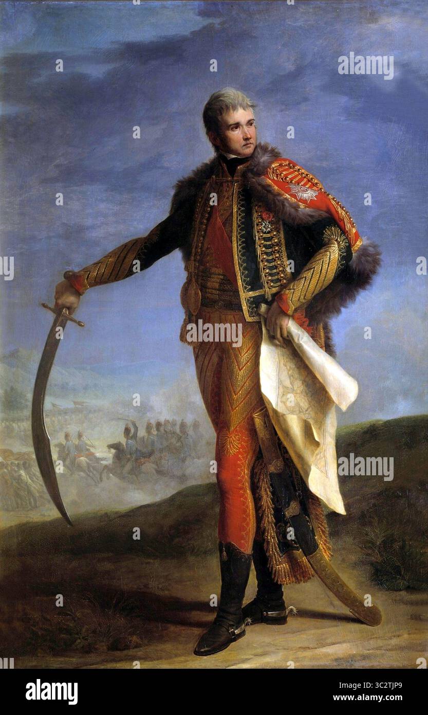Porträt von Jean Lannes um 1805-1809 von Jean Charles Nicaise Perrin, Jean Lannes, 1. Herzog von Montebello, Prinz von Siewierz; 10. April 1769–31. Mai 1809), war ein französischer Militärkommandeur und Marschall des Reiches, der sowohl während der französischen Revolutionskriege als auch während der Napoleonischen Kriege diente. Stockfoto