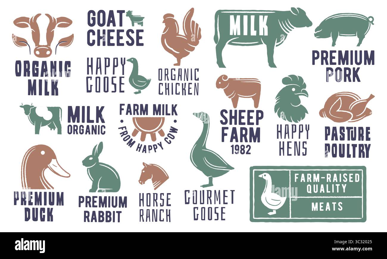 Logos Für Landwirtschaftliche Produkte Stock Vektor