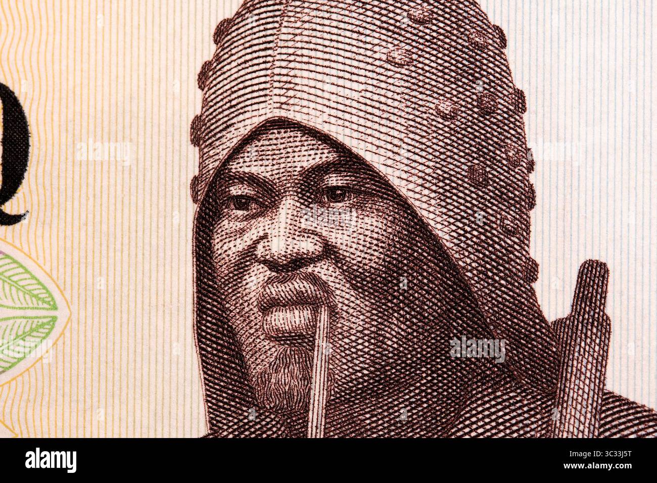 König Behanzin von Dahomey ein Nahaufnahme-Porträt von Guineier Bissau Geld - Sylis Stockfoto