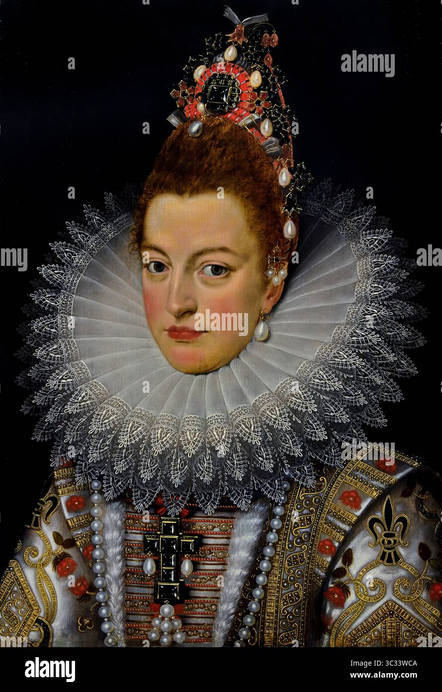 Porträt der Erzherzogin Isabella Kopie Frans Pourbus II 1601-1620 17. Jahrhundert von Groeningemuseum, Stadtmuseum, Brügge, Belgien, Flämisch, Stockfoto