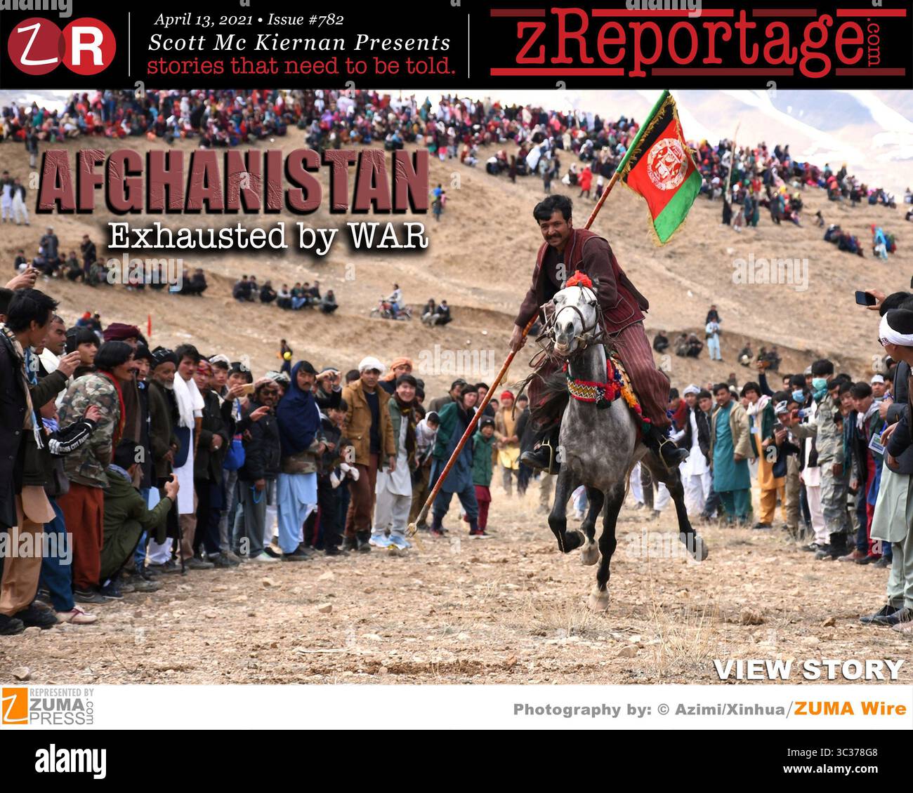 zReportage.com Story of the Week #782: DIENSTAG, 13. April 2021: 'AFGHANISTAN erschöpft durch Krieg' von Fotograf Azimi aus Xinhua: Afghanistan blieb 2020 das tödlichste Land für Zivilisten, als Friedensgespräche zwischen der afghanischen Regierung und den Taliban begannen. 'Während die Kämpfe andauerten und die Friedensgespräche kämpften, um den Boden zu erreichen, verursachten alle Seiten des Afghanistan-Konflikts weiterhin schrecklichen Schaden für Zivilisten“, sagte Patricia Gossman, Associate Asia Director bei Human Rights Watch. US-Präsident Biden wird alle US-Truppen vor dem 20. Jahrestag der S aus Afghanistan entfernen Stockfoto