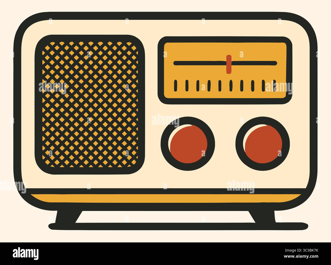 Retro-Vintage-Radio-Vektor-Symbol Im Mid-Century-Stil Stock Vektor