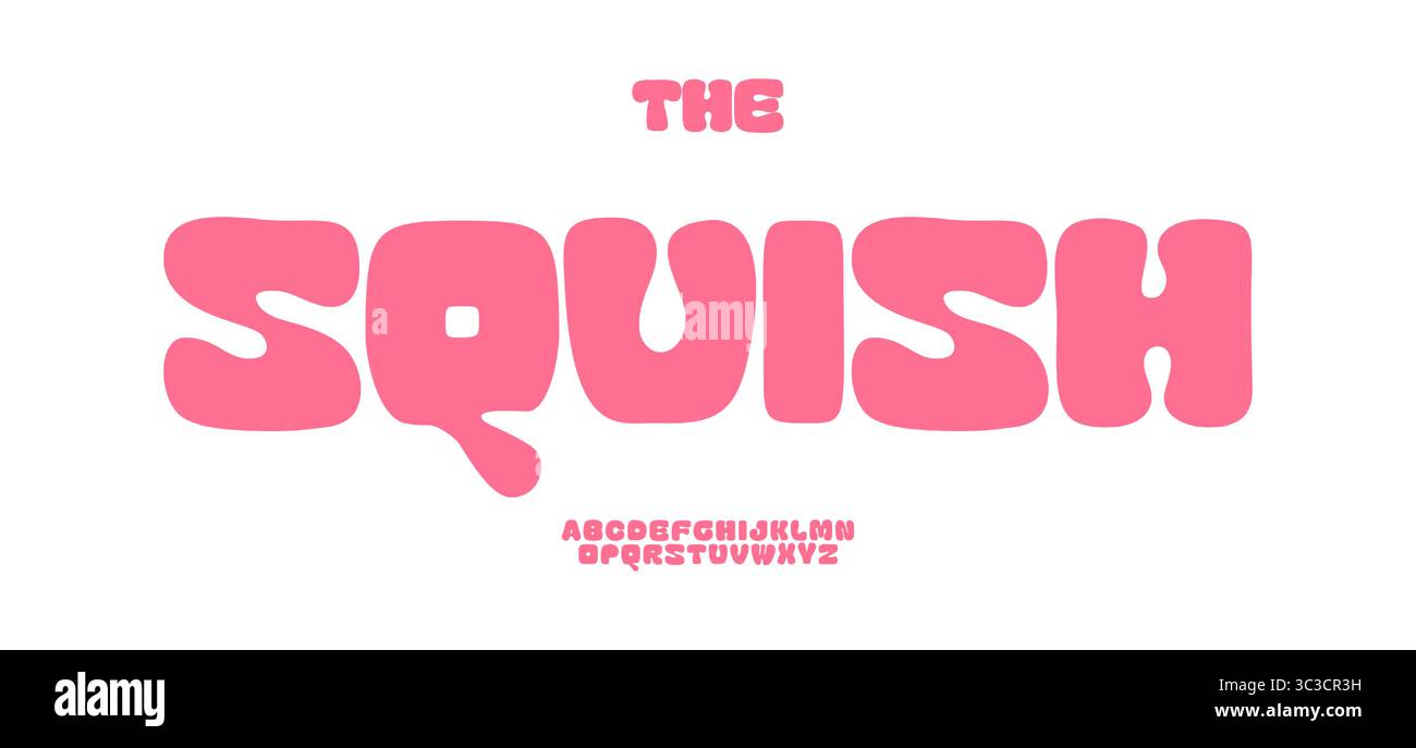 Boho-Schriftart, abgerundete quadratische Logo-Schriftart, afrikanisches Tribel-Alphabet, saftige Zeichentrickschrift, weiche kurvige Sommerkypografie, Vintage-Typografie Stock Vektor