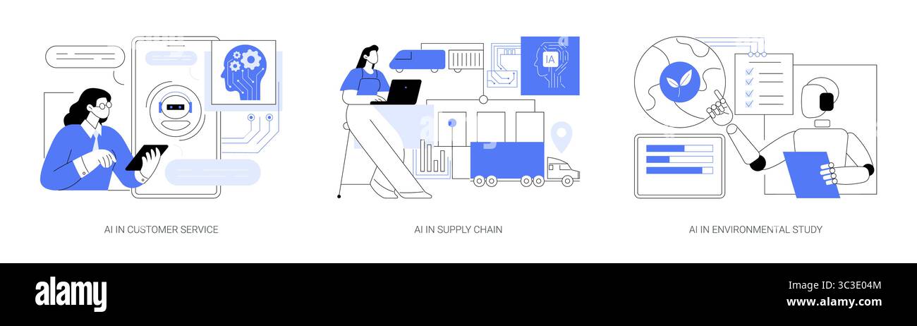 AI Solutions for Efficiency abstrakte Konzeptvektorabbildungen. Stock Vektor